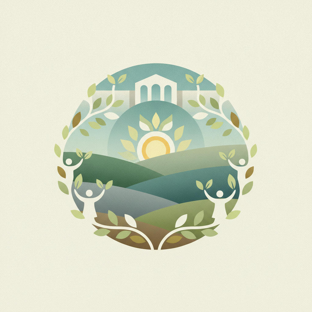 An illustration in a circular frame