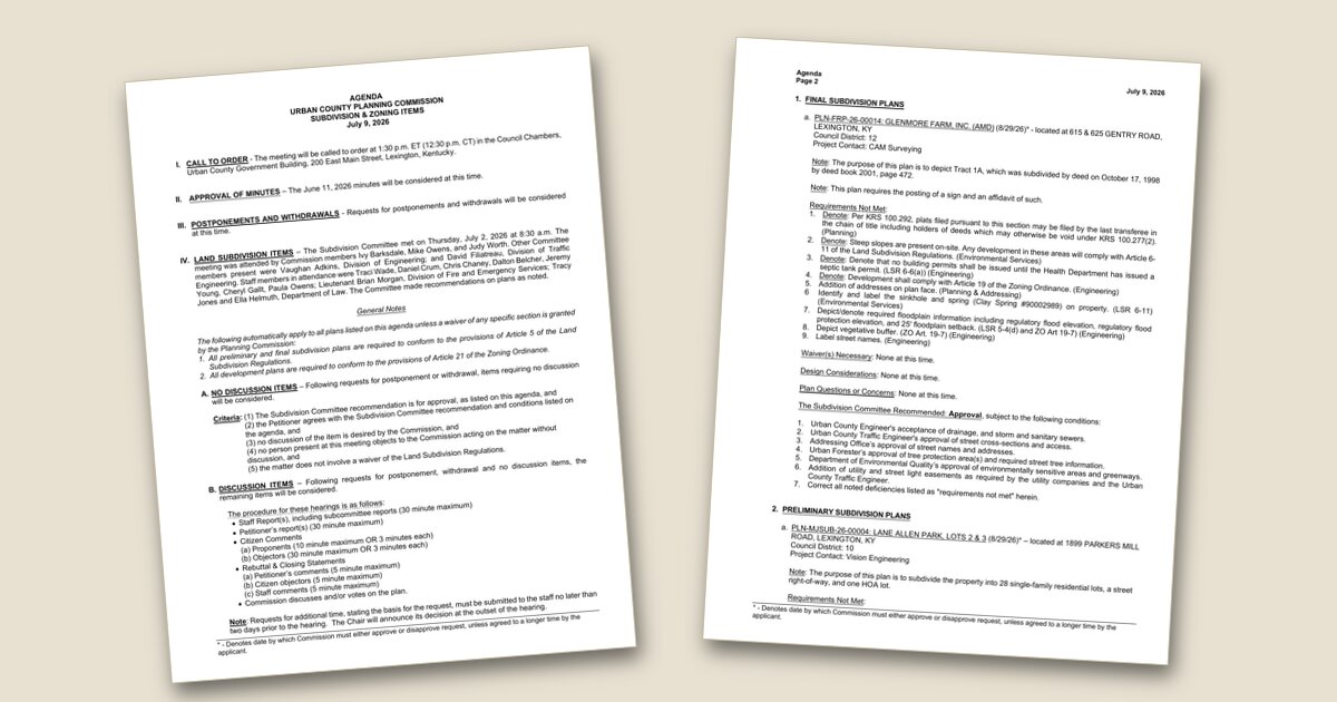 Planning Commission to consider three subdivision projects July 9
