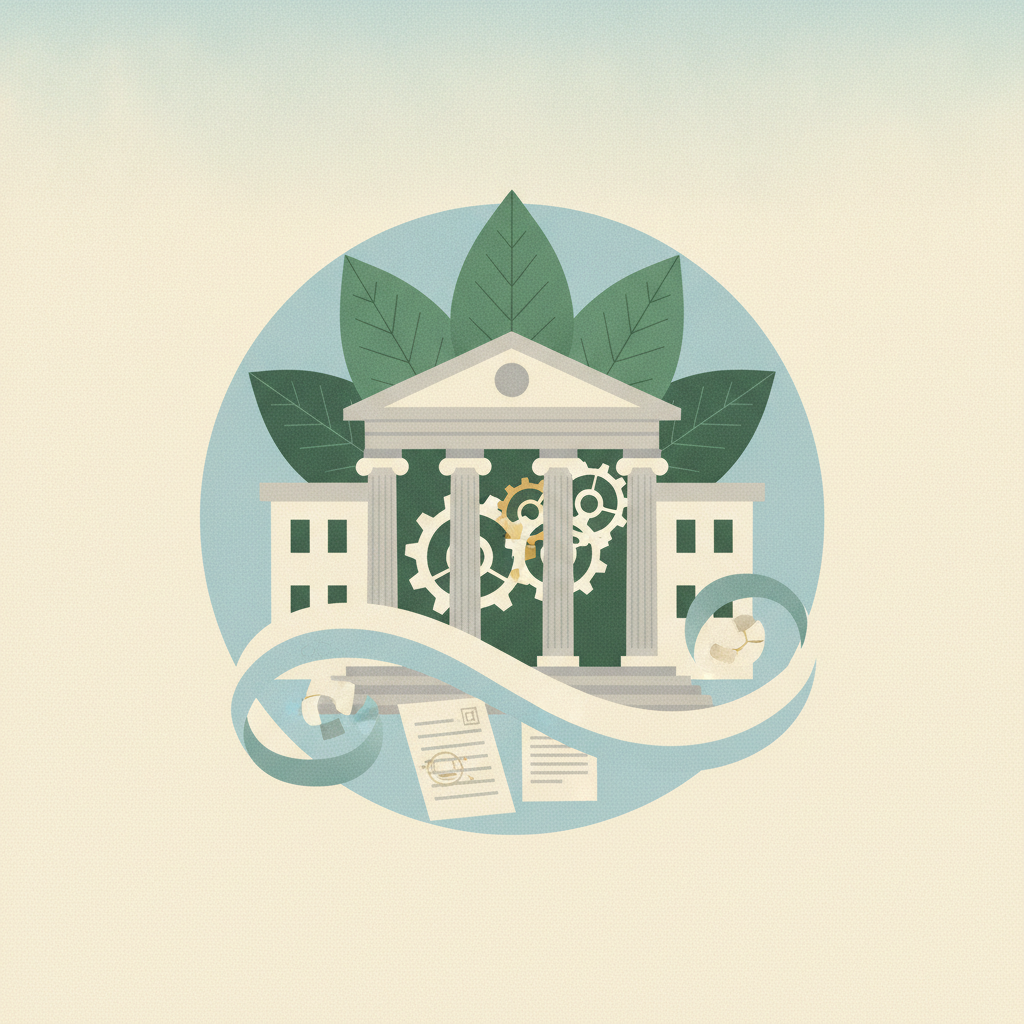 An illustration of a classical, pillar-