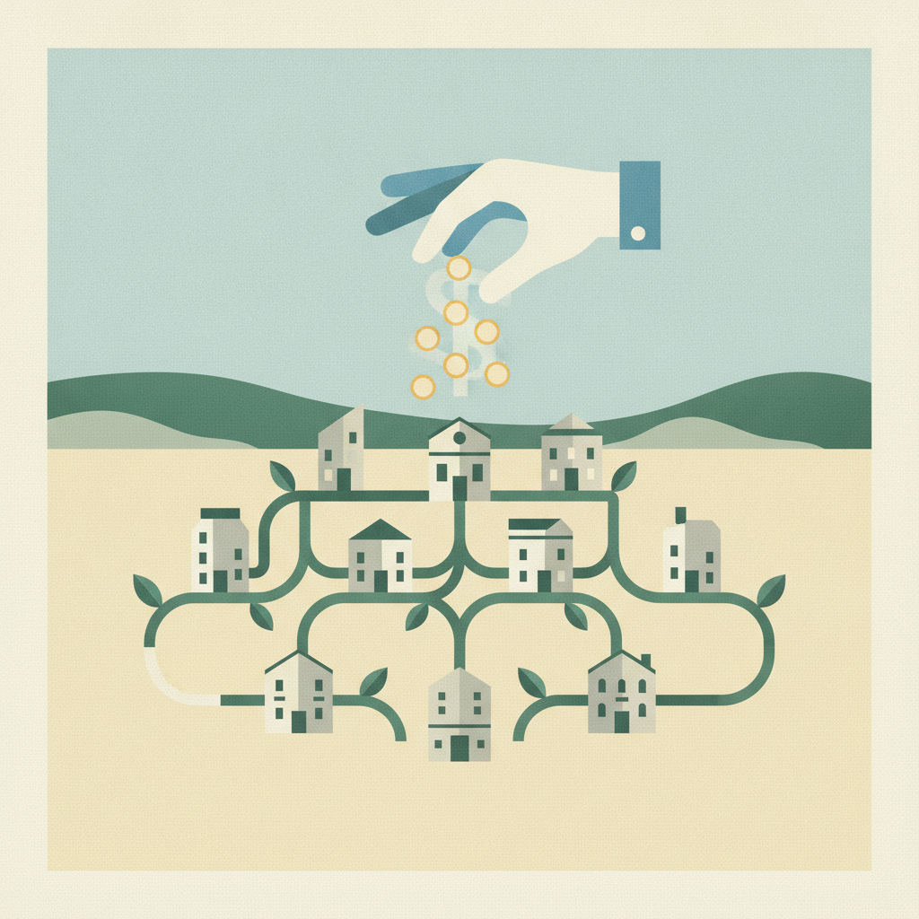 An illustration depicting a large hand dropping
