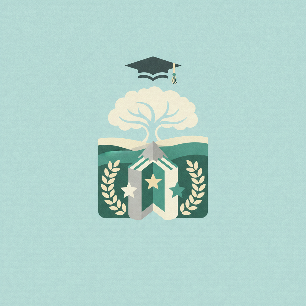 An educational-themed graphic against a