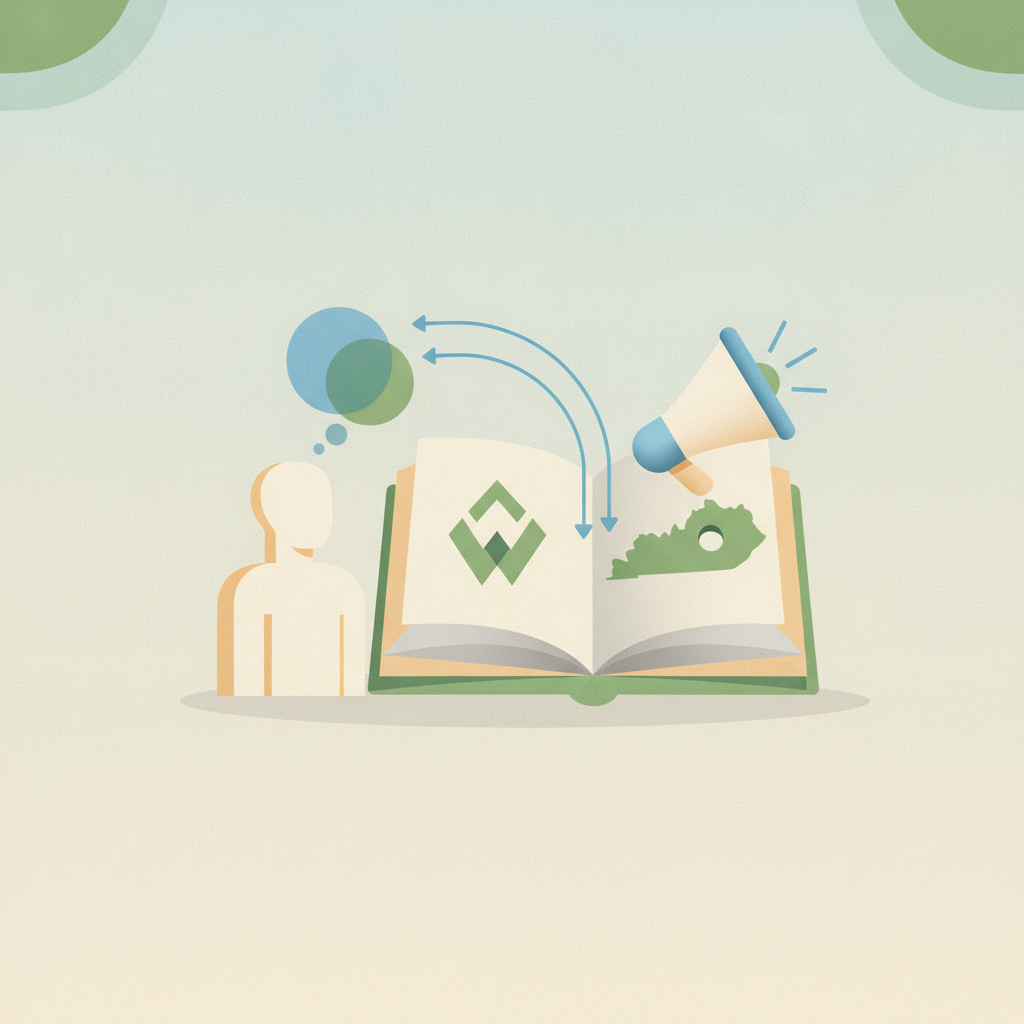 An graphic illustration featuring a stylized, feature