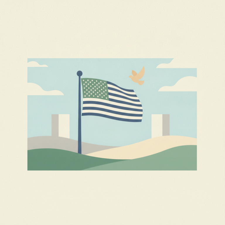Minimalist illustration of an American flag