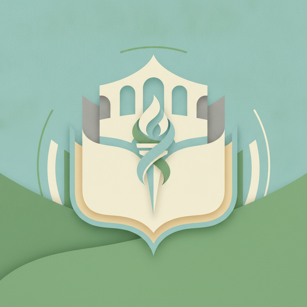 A stylized, layered paper-cut style