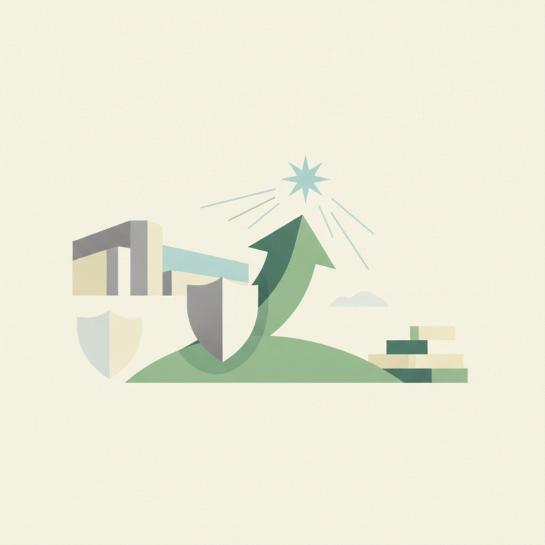 An abstract, minimalist illustration in muted