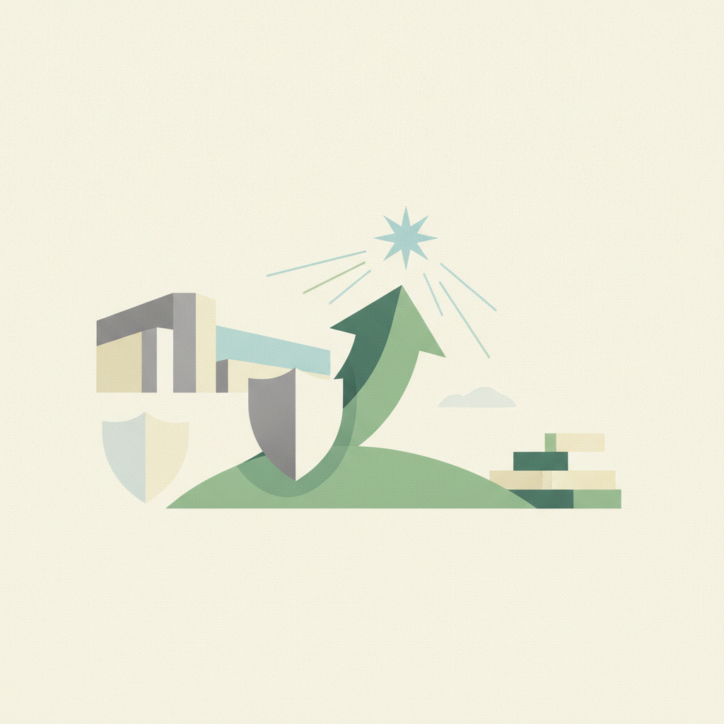 An abstract, minimalist illustration in muted