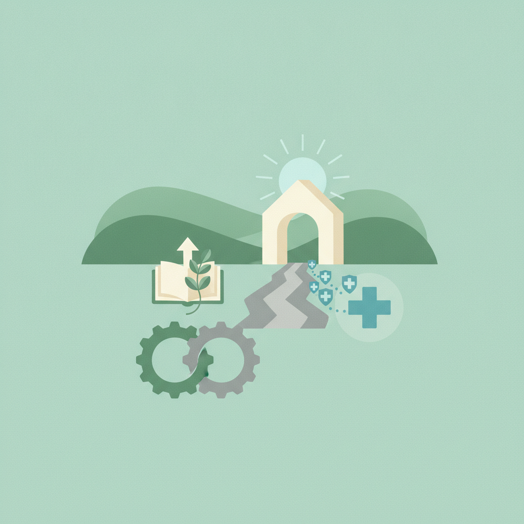 An illustration on a pale green