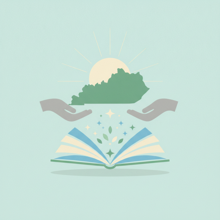 An illustration featuring an open book emitting magical