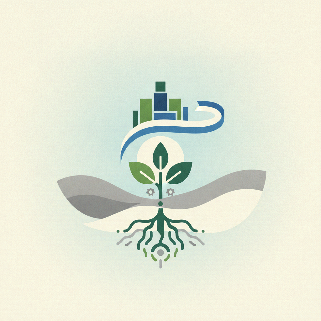 A graphic illustration representing economic and industrial