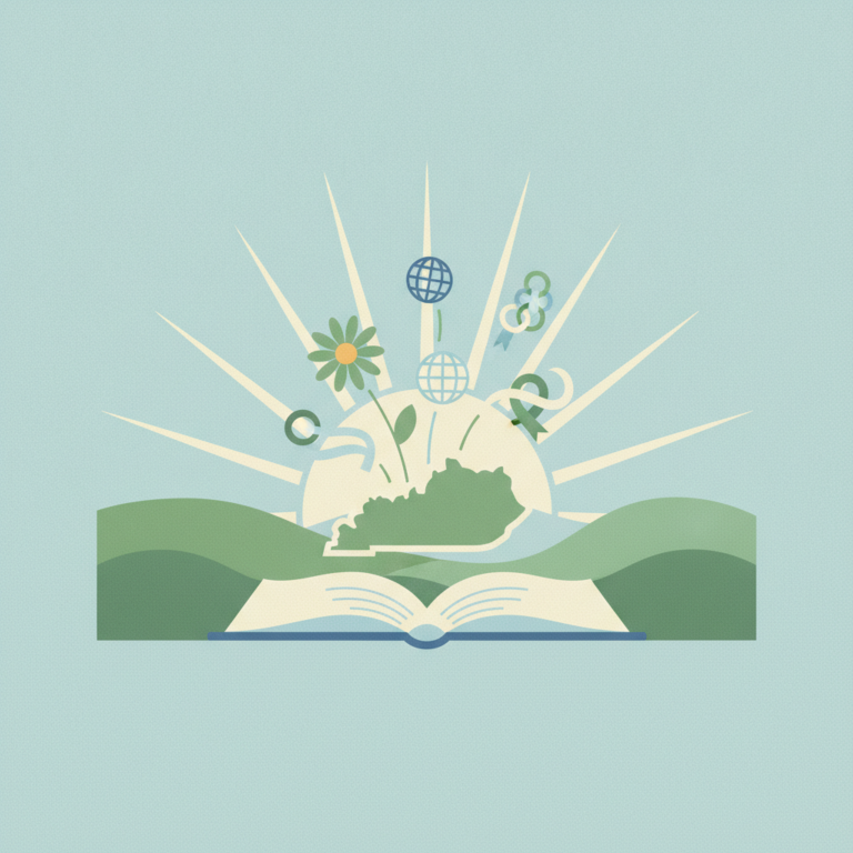 An illustration featuring a green