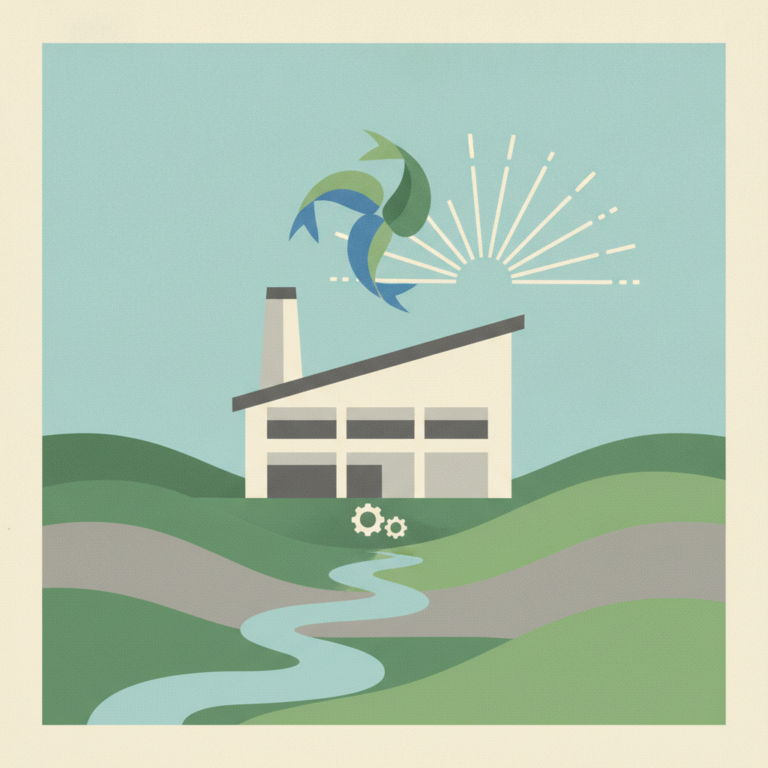 Minimal graphic illustration of a modern industrial