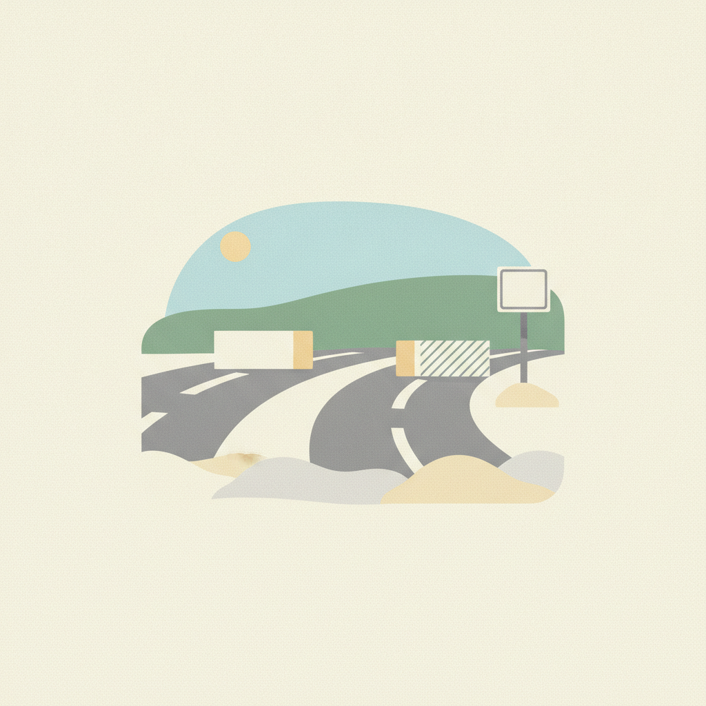 An illustration of a curving two