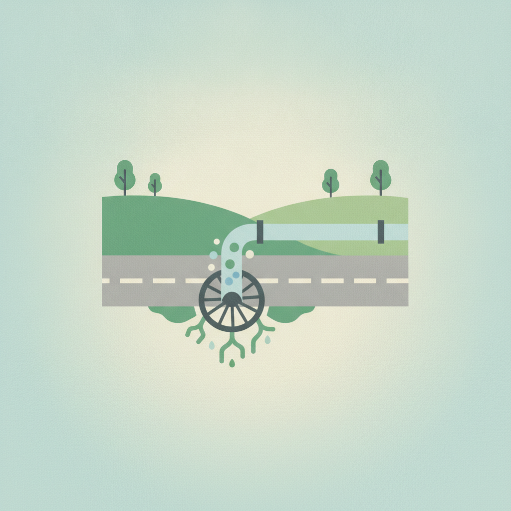 A minimalist graphic illustration of a road and