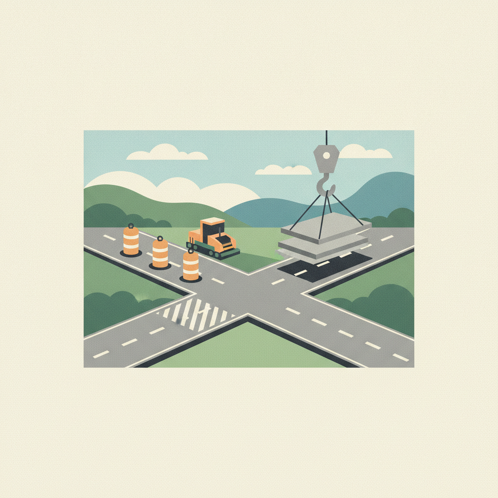 An illustration of a road construction site at