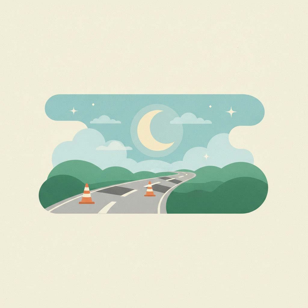 An illustration of a winding gray
