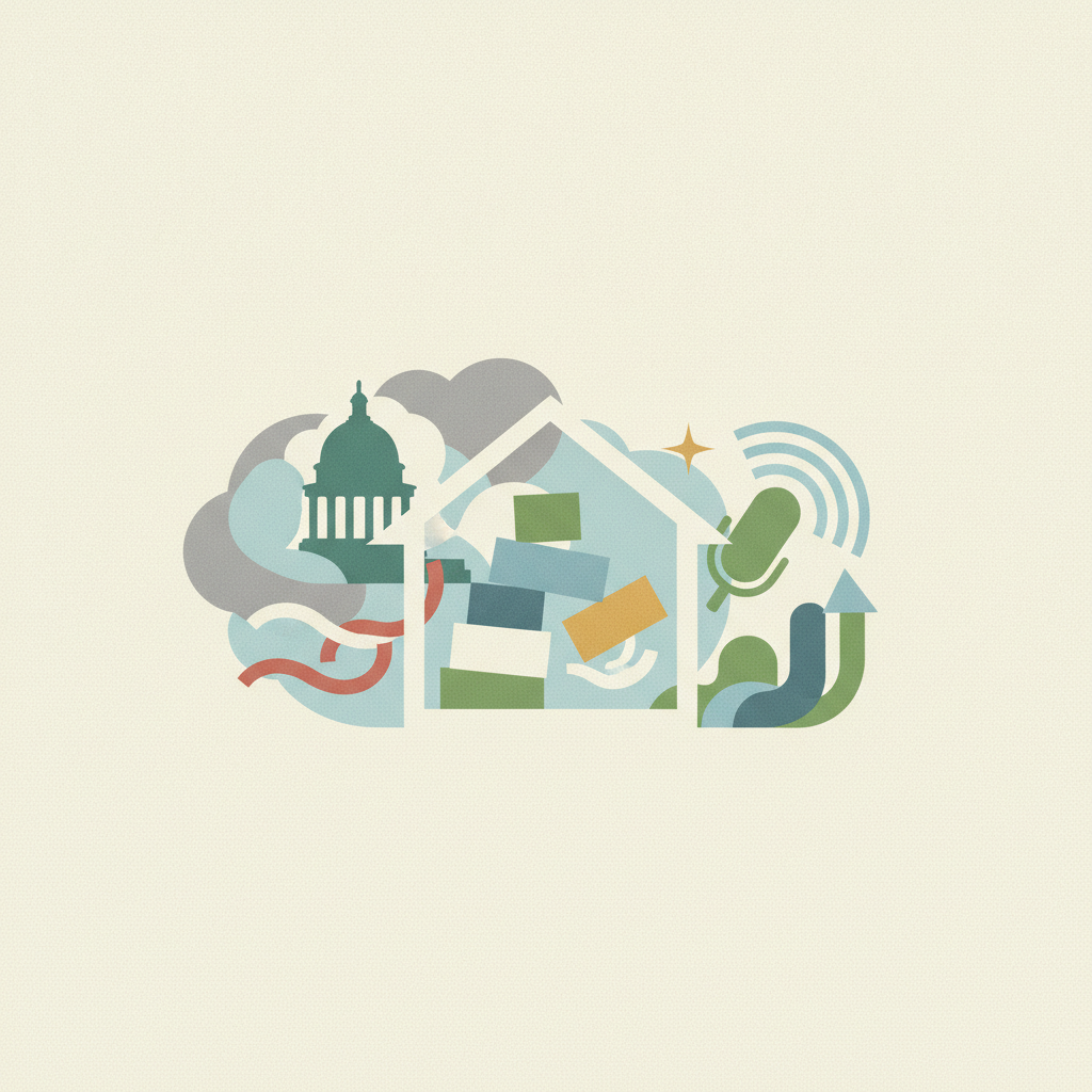 An editorial illustration on a textured off-