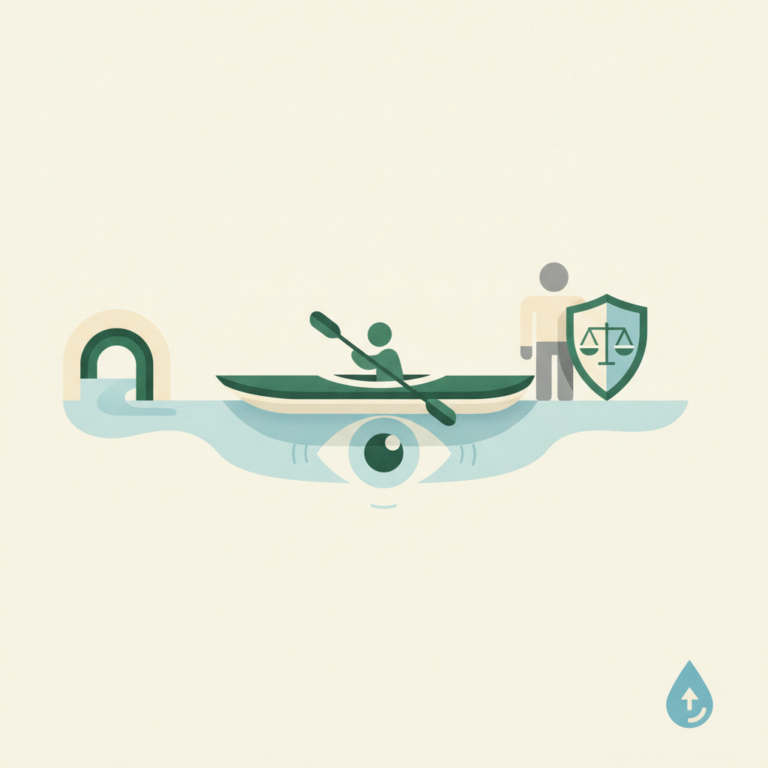 An illustration depicting a person paddling a green