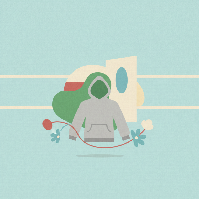 An illustration of a grey hoodie