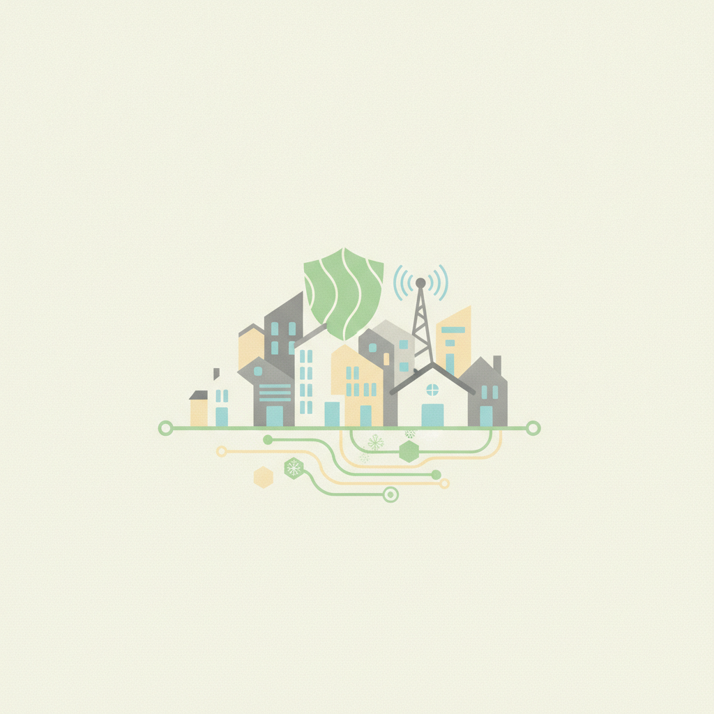 An illustration of a cluster of stylized,