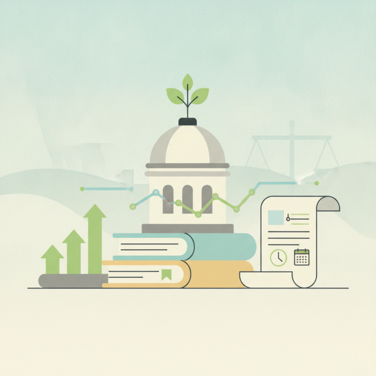 An illustration representing legislation and growth