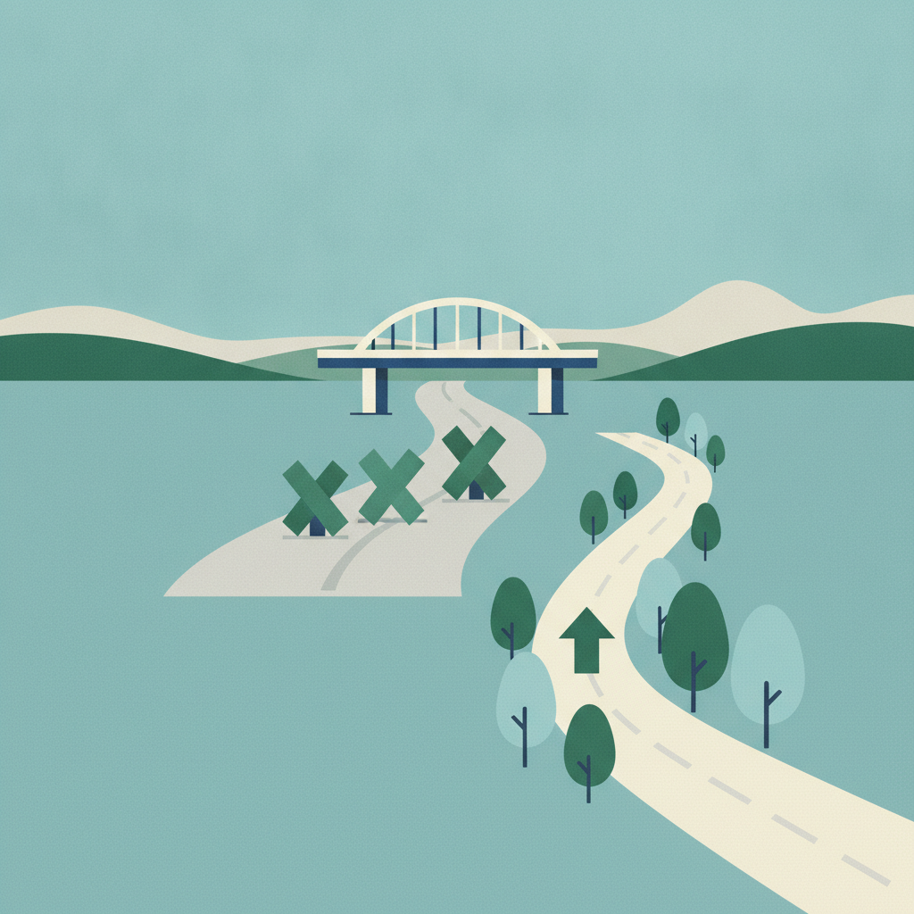 An illustration of a road closure and detour