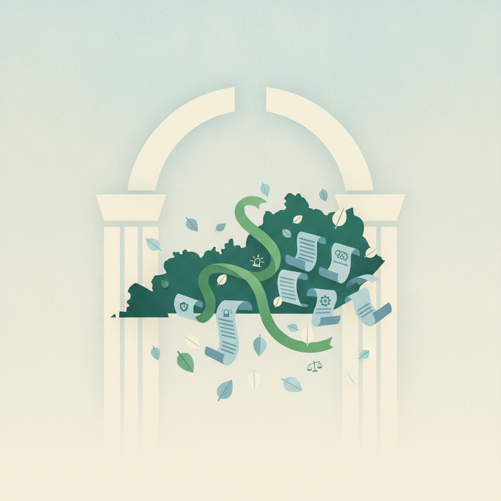An illustration featuring a dark green