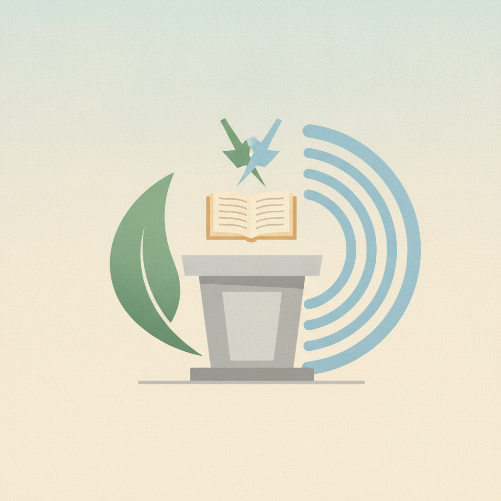 An illustration depicting a grey podium with an