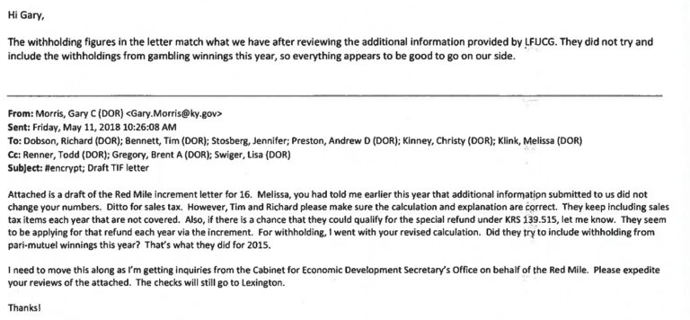 An image containing an email thread regarding a
