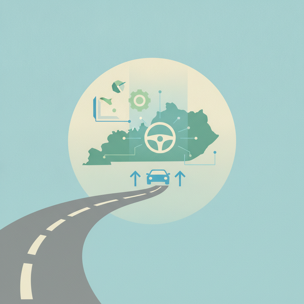 An illustration of a winding gray road leading