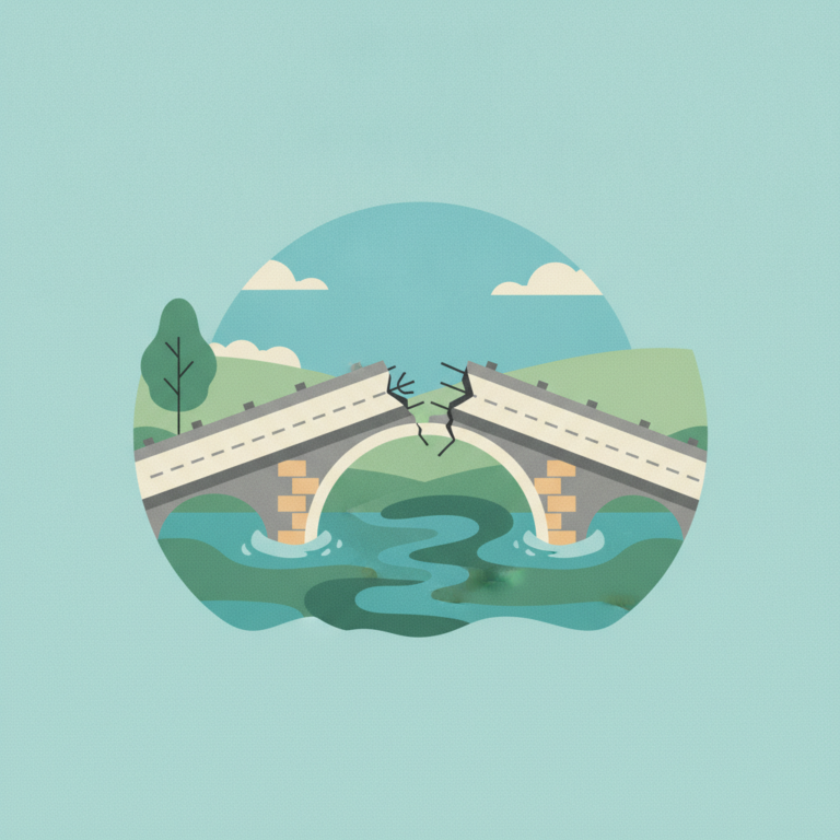An illustration of a stone arch bridge