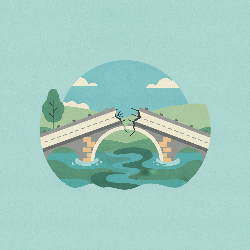 An illustration of a stone arch bridge