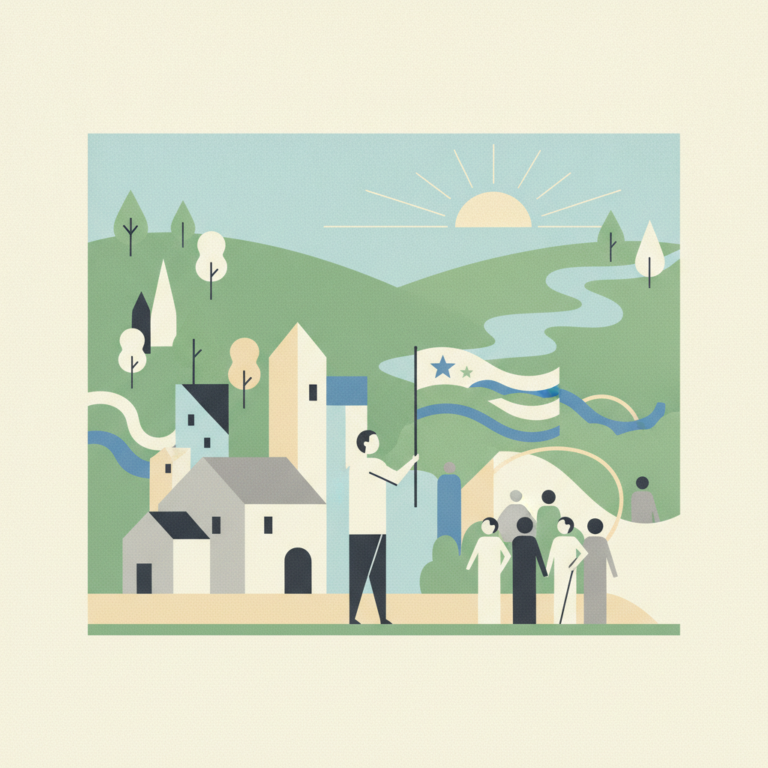 An illustration in a minimalist, geometric art