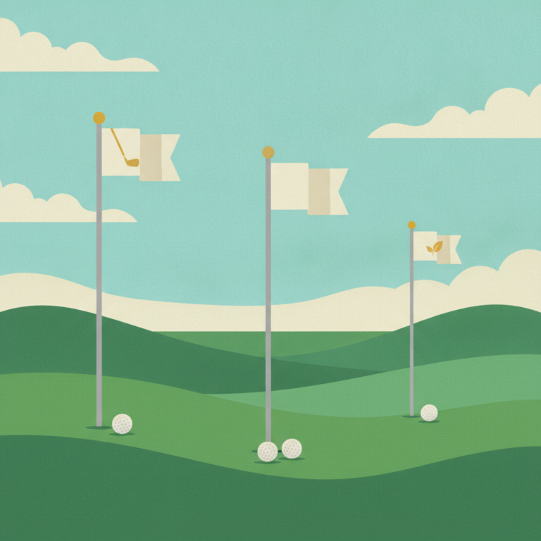 An illustration of rolling green hills on a