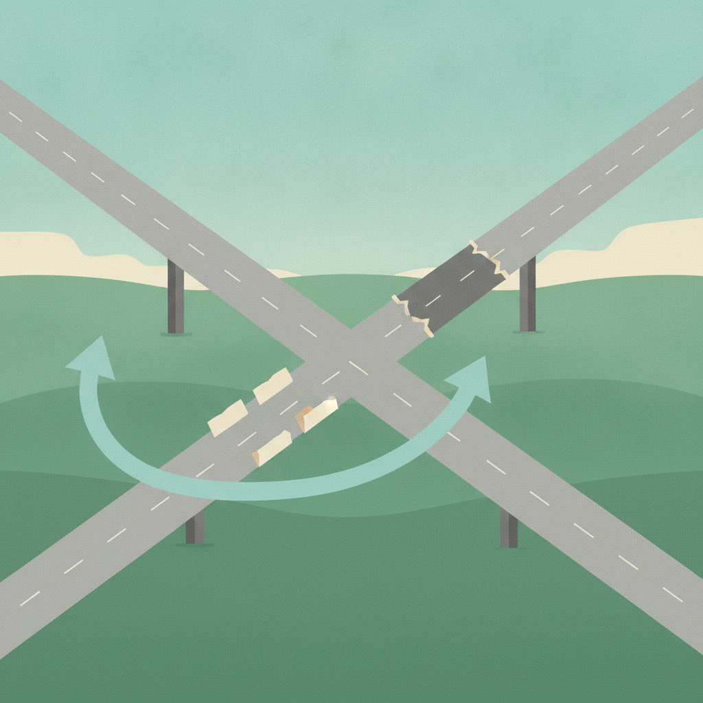 An illustration depicting an elevated two-lane