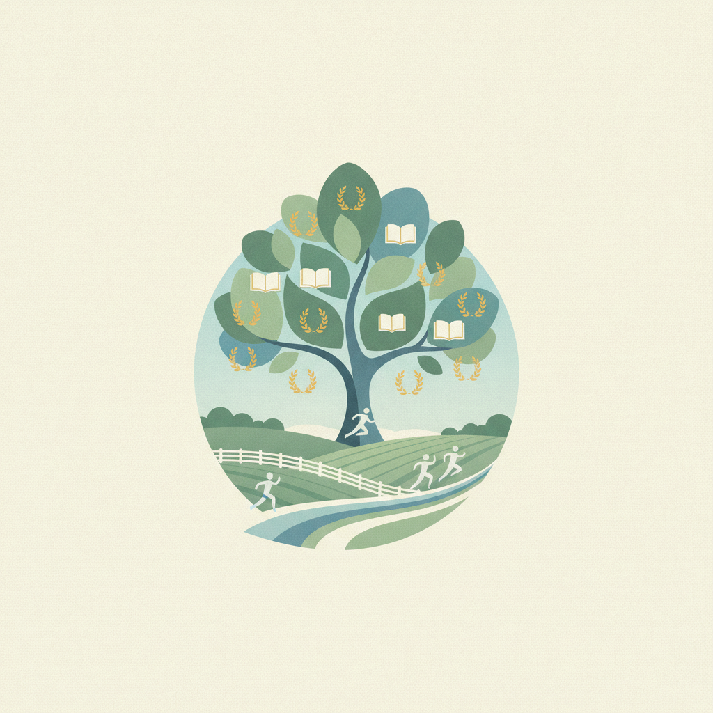 An illustration in shades of