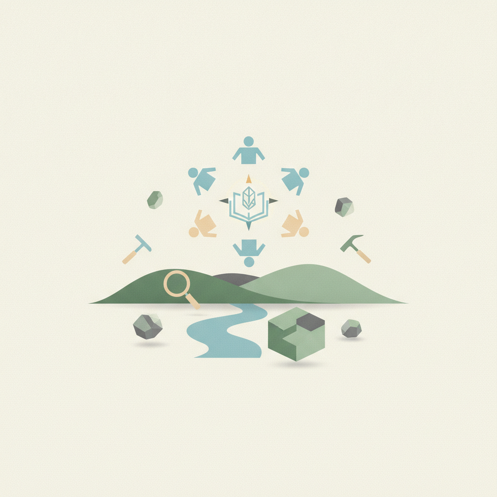 An illustration in soft pastel tones featuring