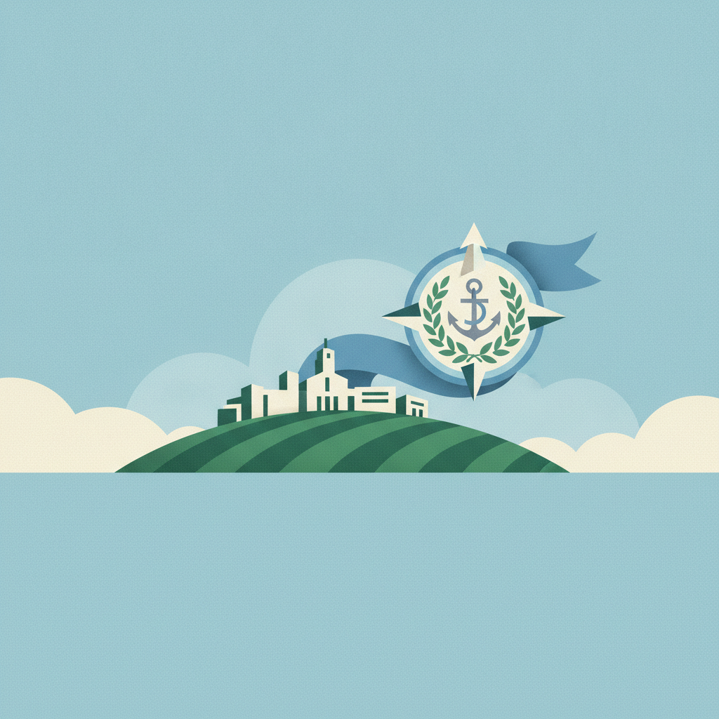 looks like stylized university buildings, including iconic