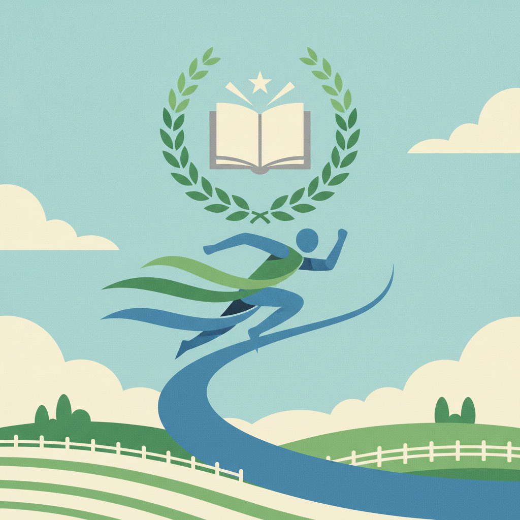 An illustration featuring a stylized blue