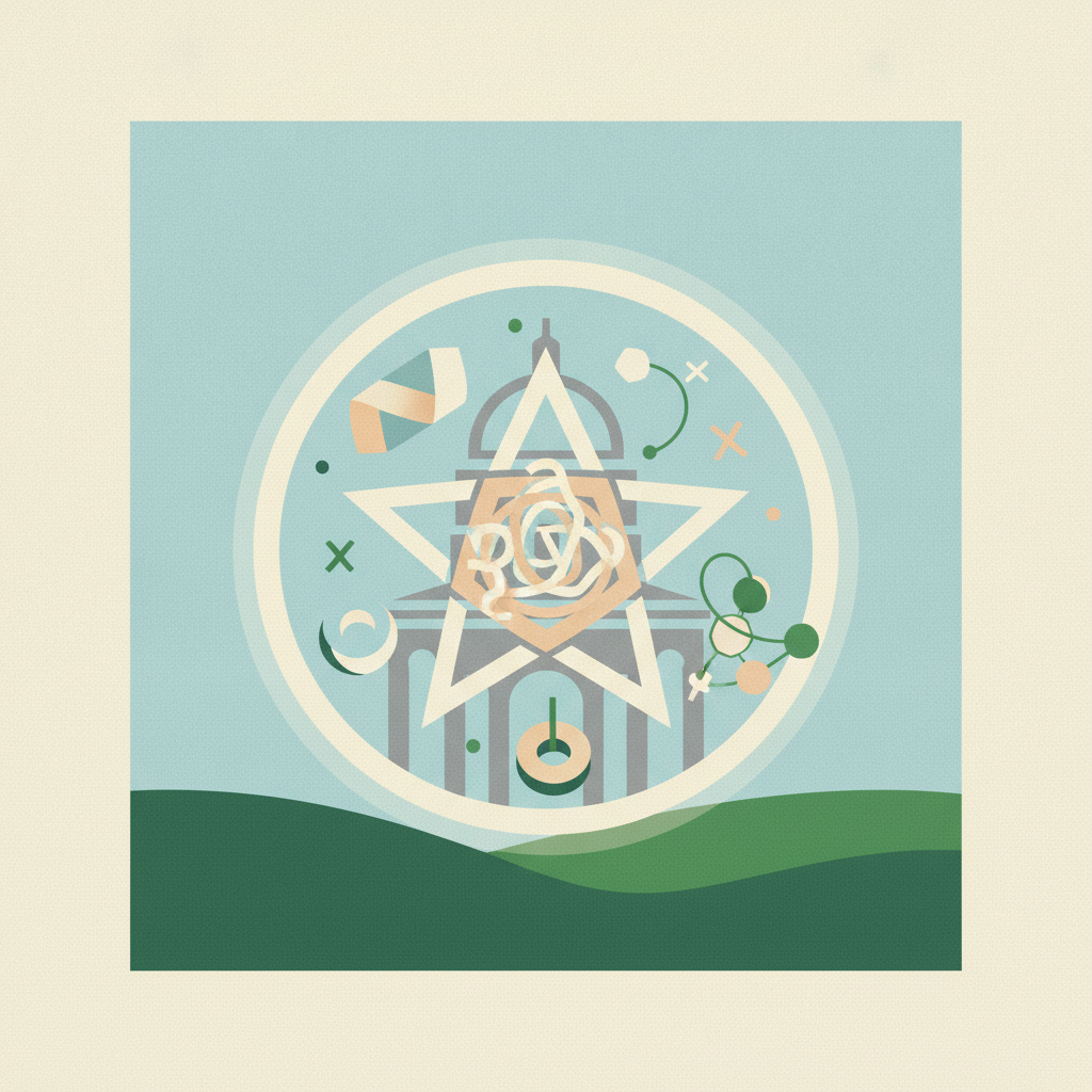 An artistic, stylized graphic illustration featuring