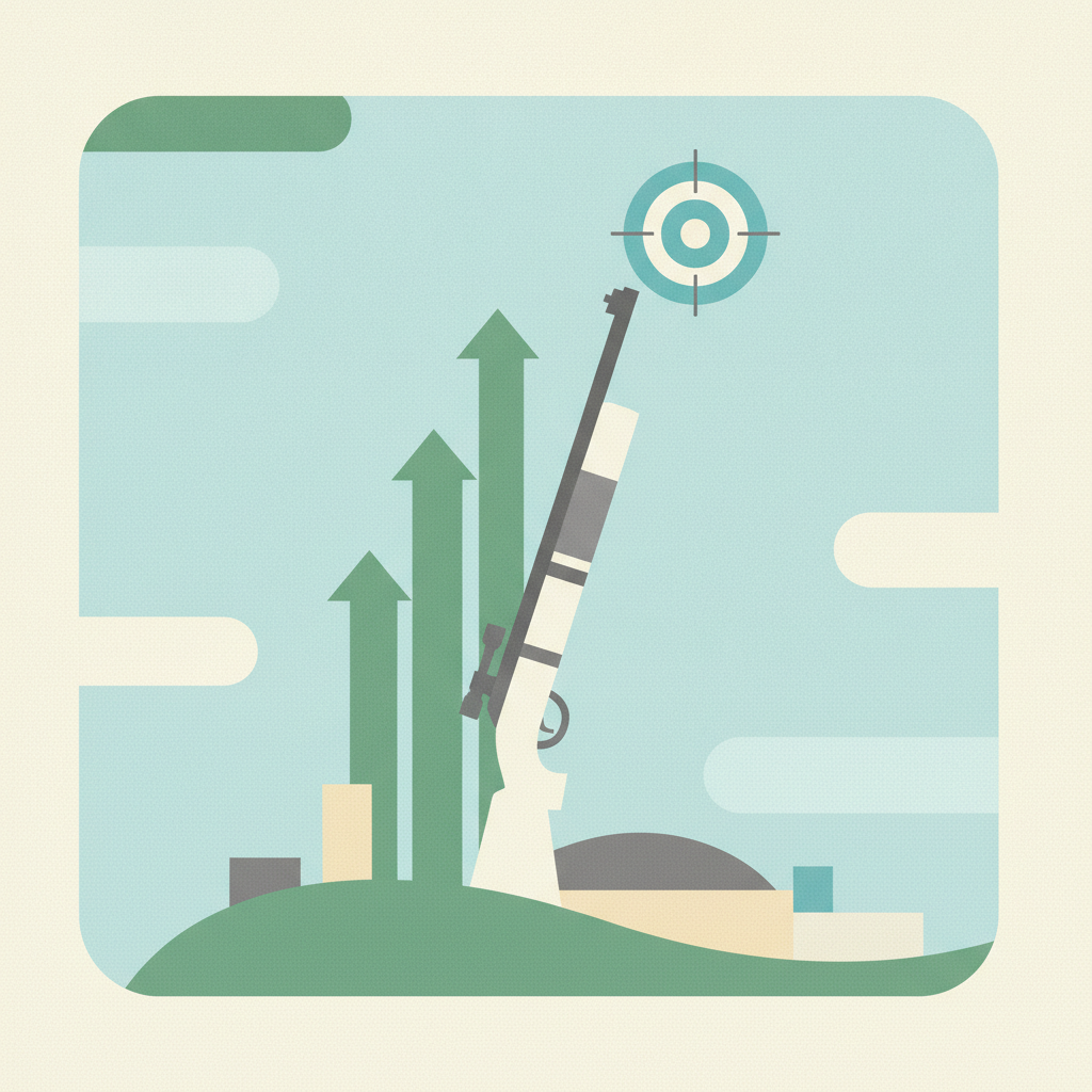 Flat vector illustration featuring a rifle pointing