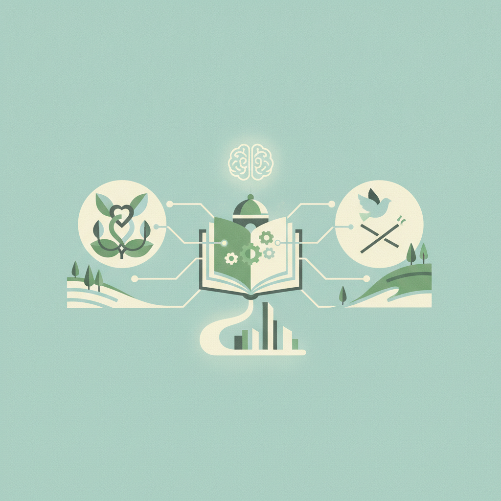 Graphic illustration on a light teal background