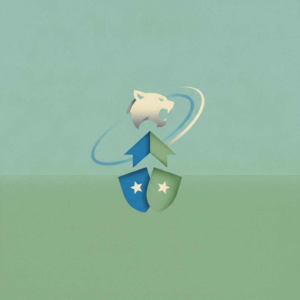 An abstract logo graphic featuring a white wild