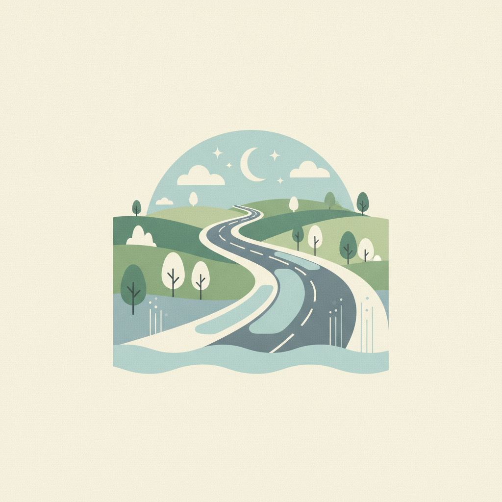 Stylized minimalist trees (some green