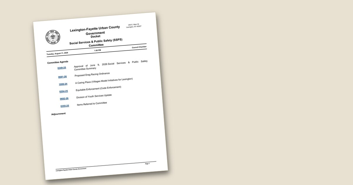 Cover page of the Council panel set to consider drag racing ordinance, senior care expansion agenda PDF