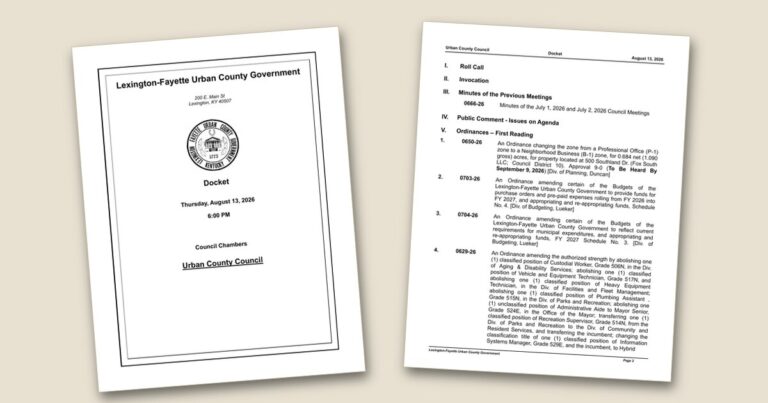 Two pages of a meeting docket for