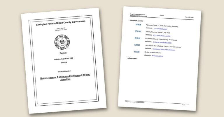 Two pages of a meeting docket from the