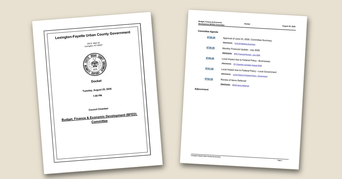 LFUCG Finance Committee to Review July Financial Update, Federal Policy Effects