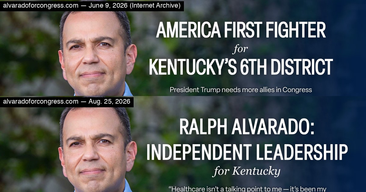 Alvarado’s campaign website drops Trump — five mentions and a photo — as KY-06 polling tightens