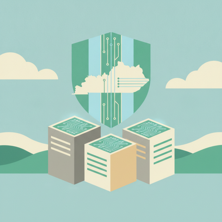 An illustration featuring three stylized server blocks in