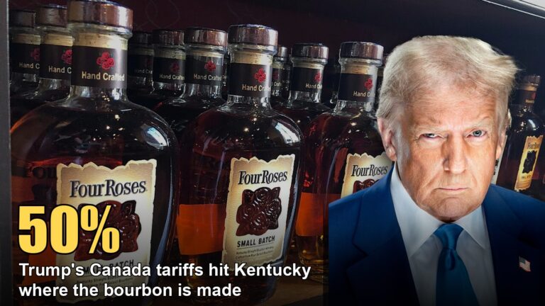A composite image featuring Donald Trump looking